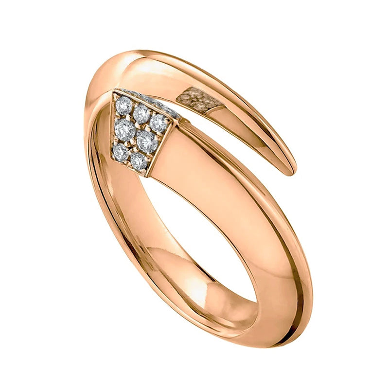 Shaun Leane Sabre 18ct Rose Gold Plated Sterling Silver Diamond Tusk Ring D - O