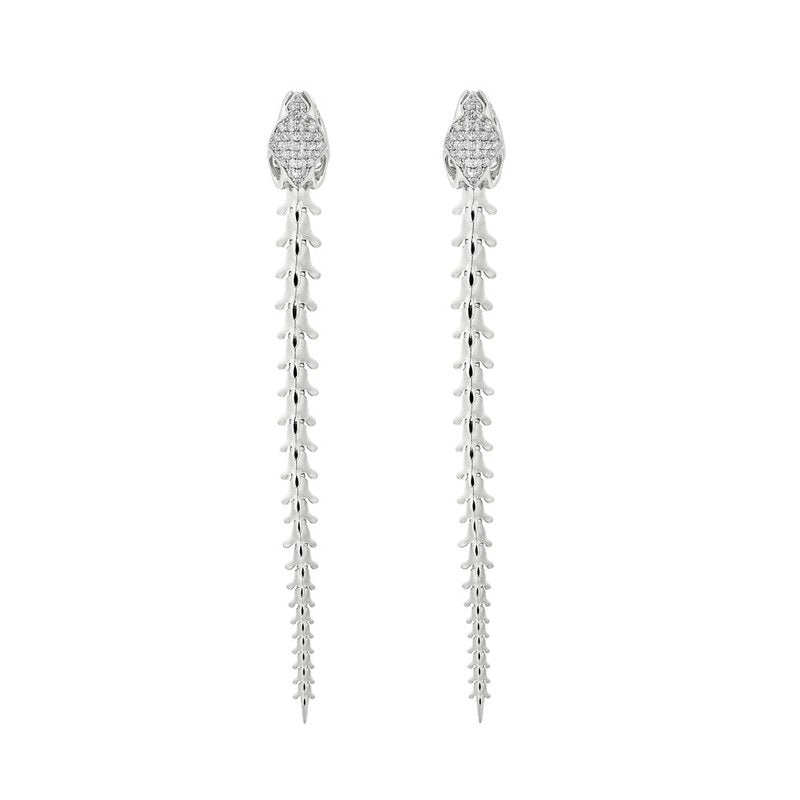Shaun Leane Serpent Trace Sterling Silver Diamond Drop Earrings