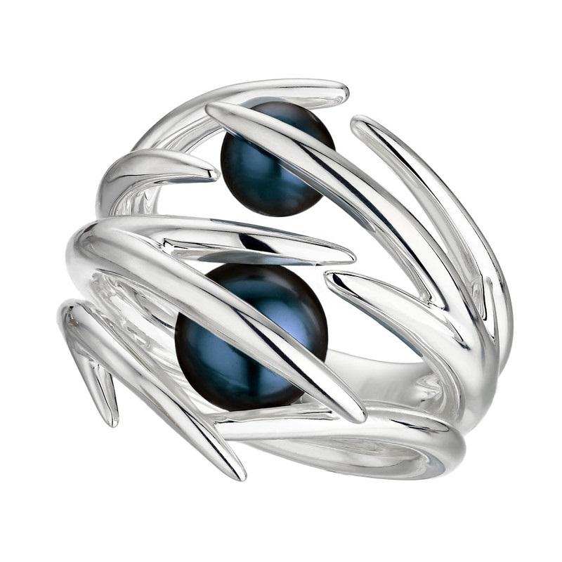 Shaun Leane Sterling Silver Double Hooked Pearl Ring - M