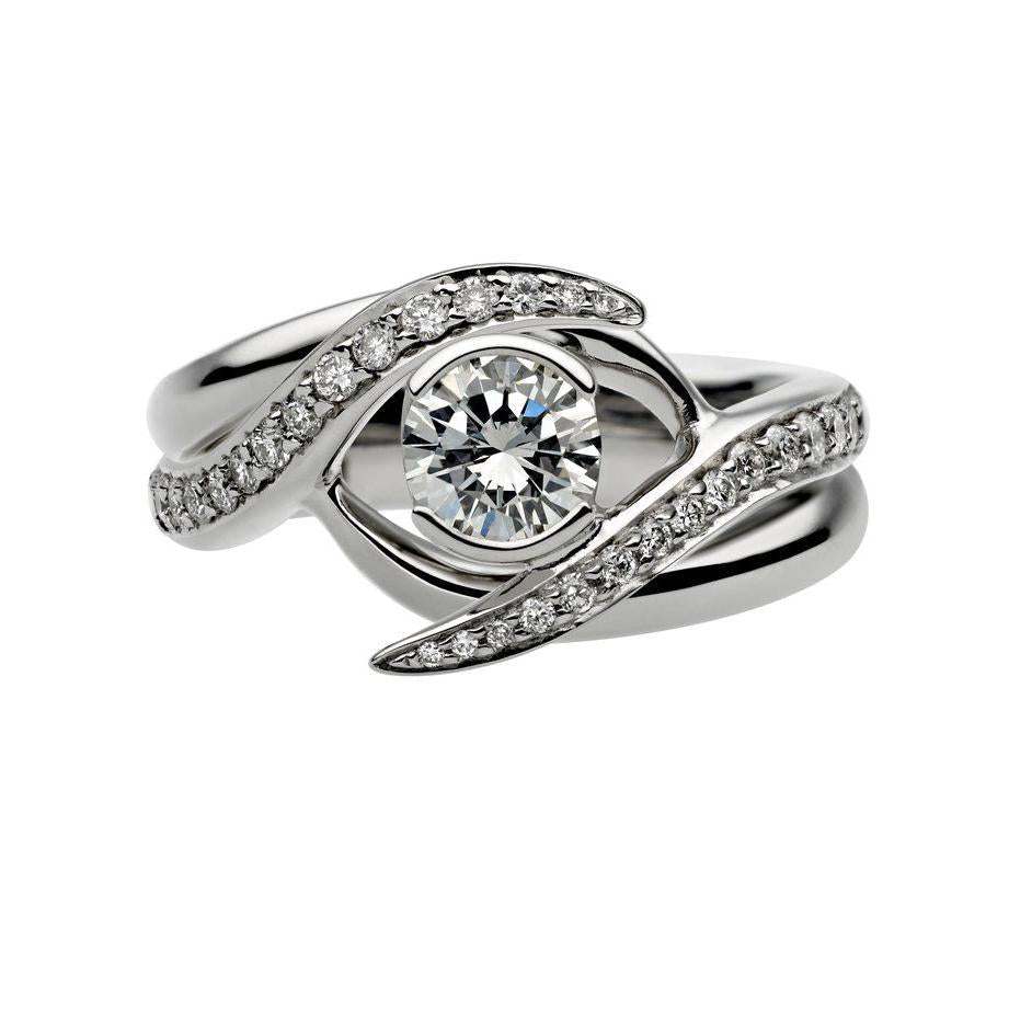 Shaun Leane 18ct White Gold Inward Interlocking Ring Set - L