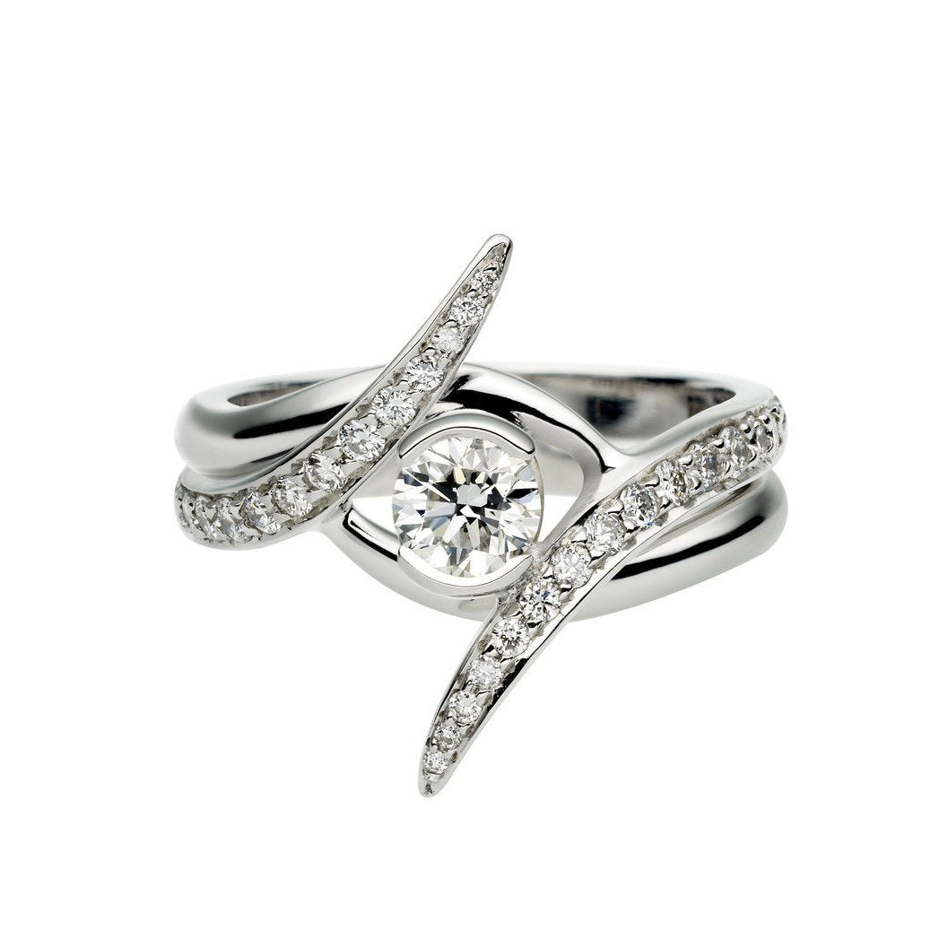 Shaun Leane 18ct White Gold Outward Interlocking Ring Set - M