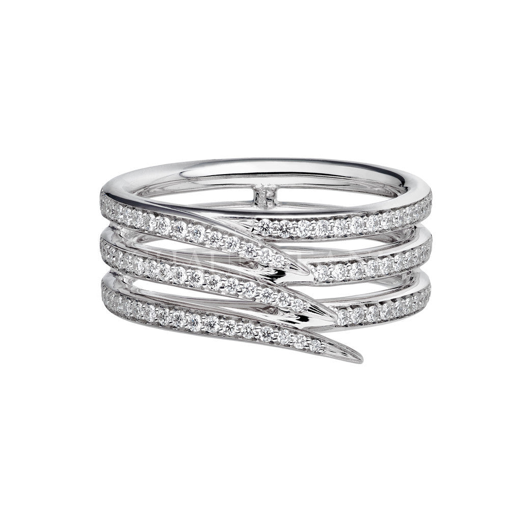 Shaun Leane Armis 18ct White Gold Diamond Pave Triple Row Ring - Q