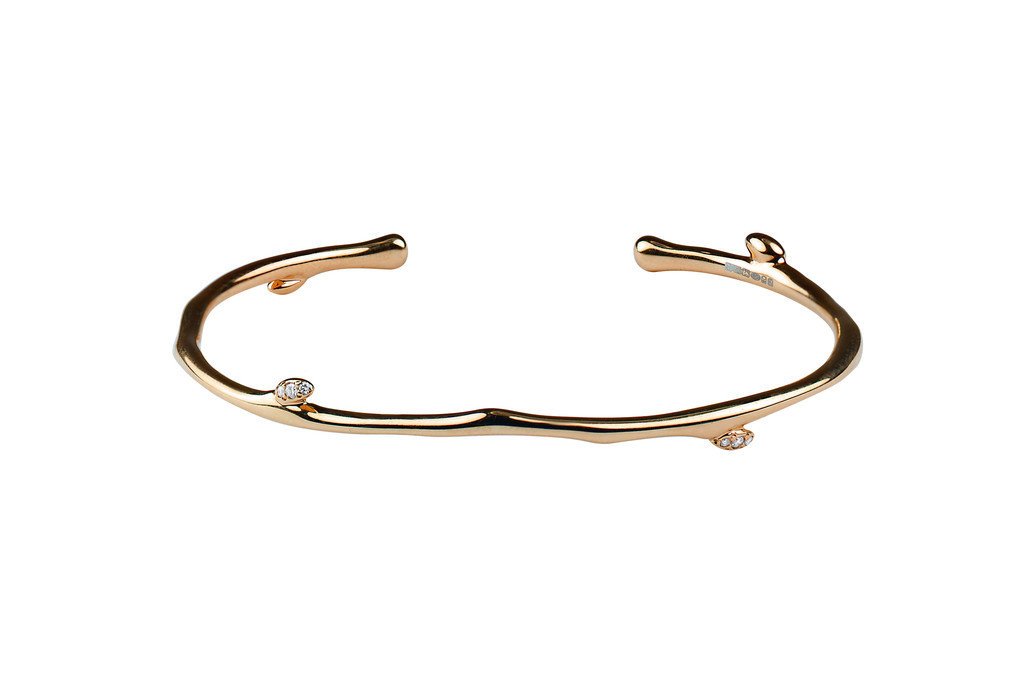 Shaun Leane Cherry Blossom 18ct Rose Gold Plated Sterling Silver 0.05ct Diamond Bangle - Rose Gold