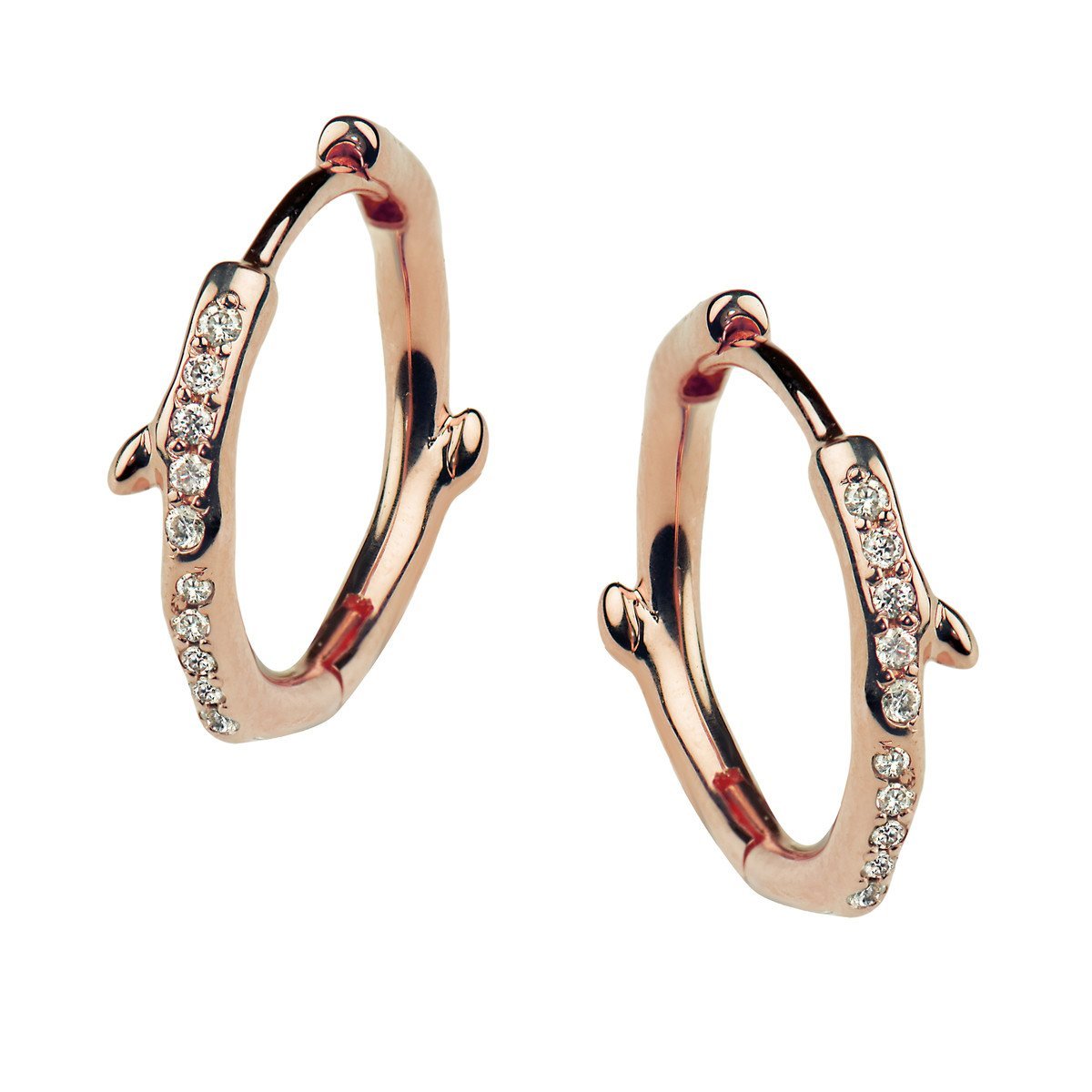 Shaun Leane Cherry Blossom 18ct Rose Gold Plated Sterling Silver 0.12ct Diamond Hoop Earrings - Rose Gold