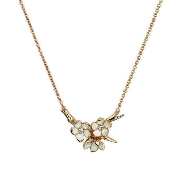 Shaun Leane Cherry Blossom 18ct Rose Gold Plated Sterling Silver 0.15ct Diamond Necklace - Rose Gold