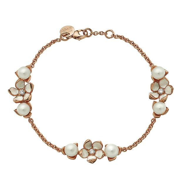Shaun Leane Cherry Blossom 18ct Rose Gold Plated Sterling Silver Three Flower Bracelet - Rose Gold
