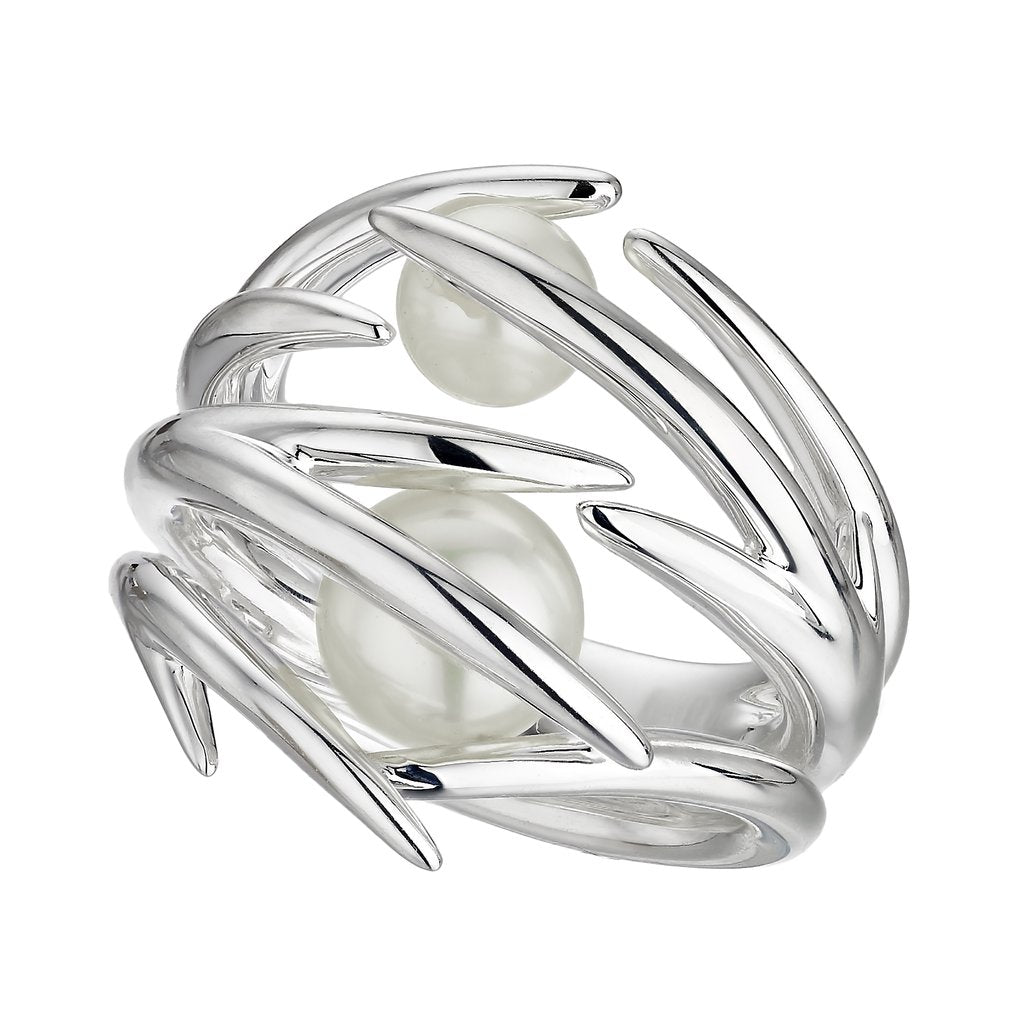 Shaun Leane Sterling Silver Double White Hooked Pearl Ring - J