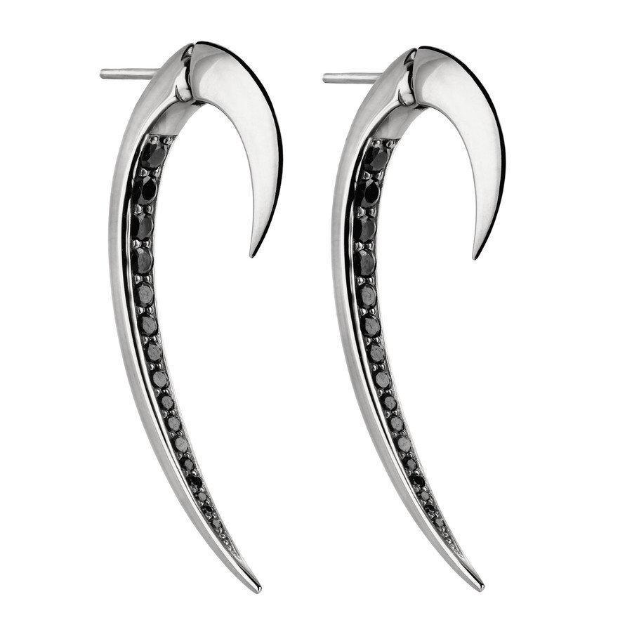 Shaun Leane Hook Sterling Silver Black Spinel Size 1 Earrings - Silver