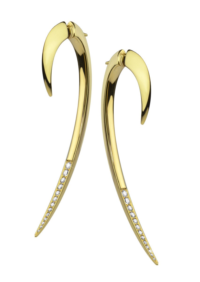 Shaun Leane Hook 18ct Yellow Gold Plated Sterling Silver 0.35ct Diamond Large Earrings - Yellow Gold
