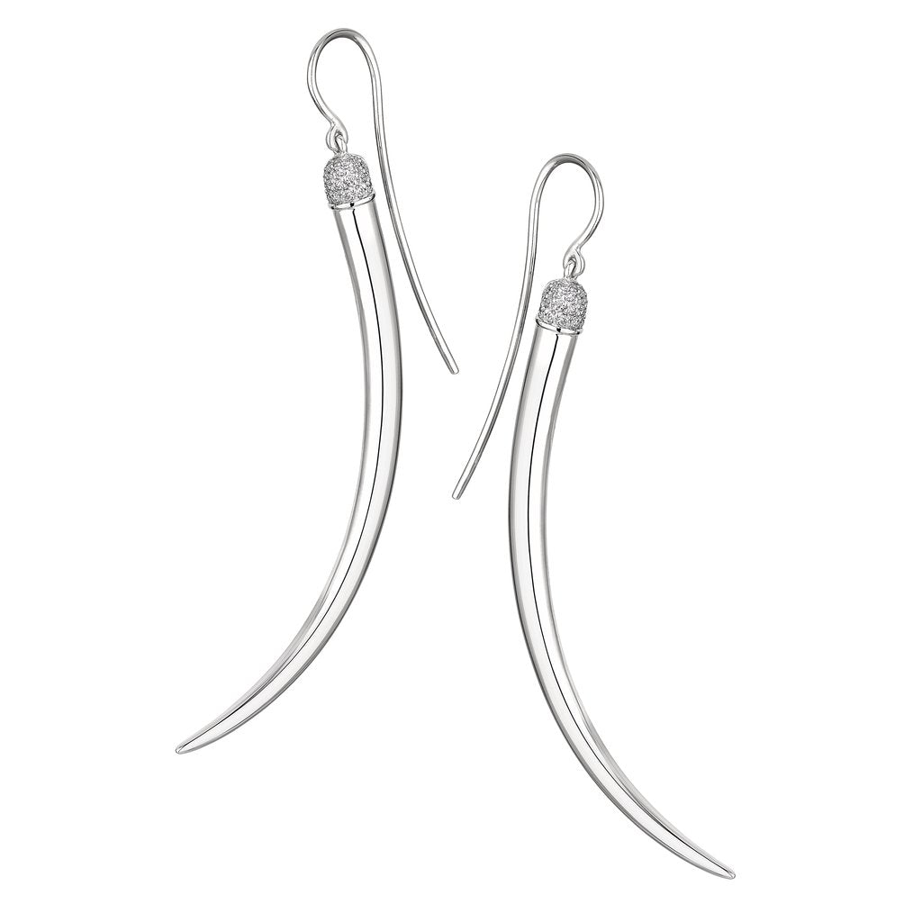 Shaun Leane No.1 Sterling Silver Diamond Long Earrings - Silver
