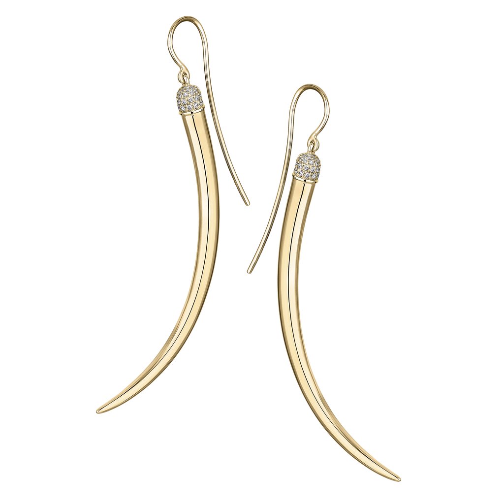 Shaun Leane No.1 18ct Yellow Gold Plated Sterling Silver Diamond Long Earrings - Yellow Gold