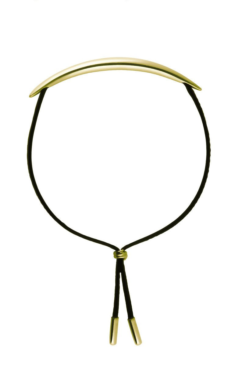 Shaun Leane Quill 18ct Yellow Gold Plated Sterling Silver Leather Bracelet - Yellow Gold