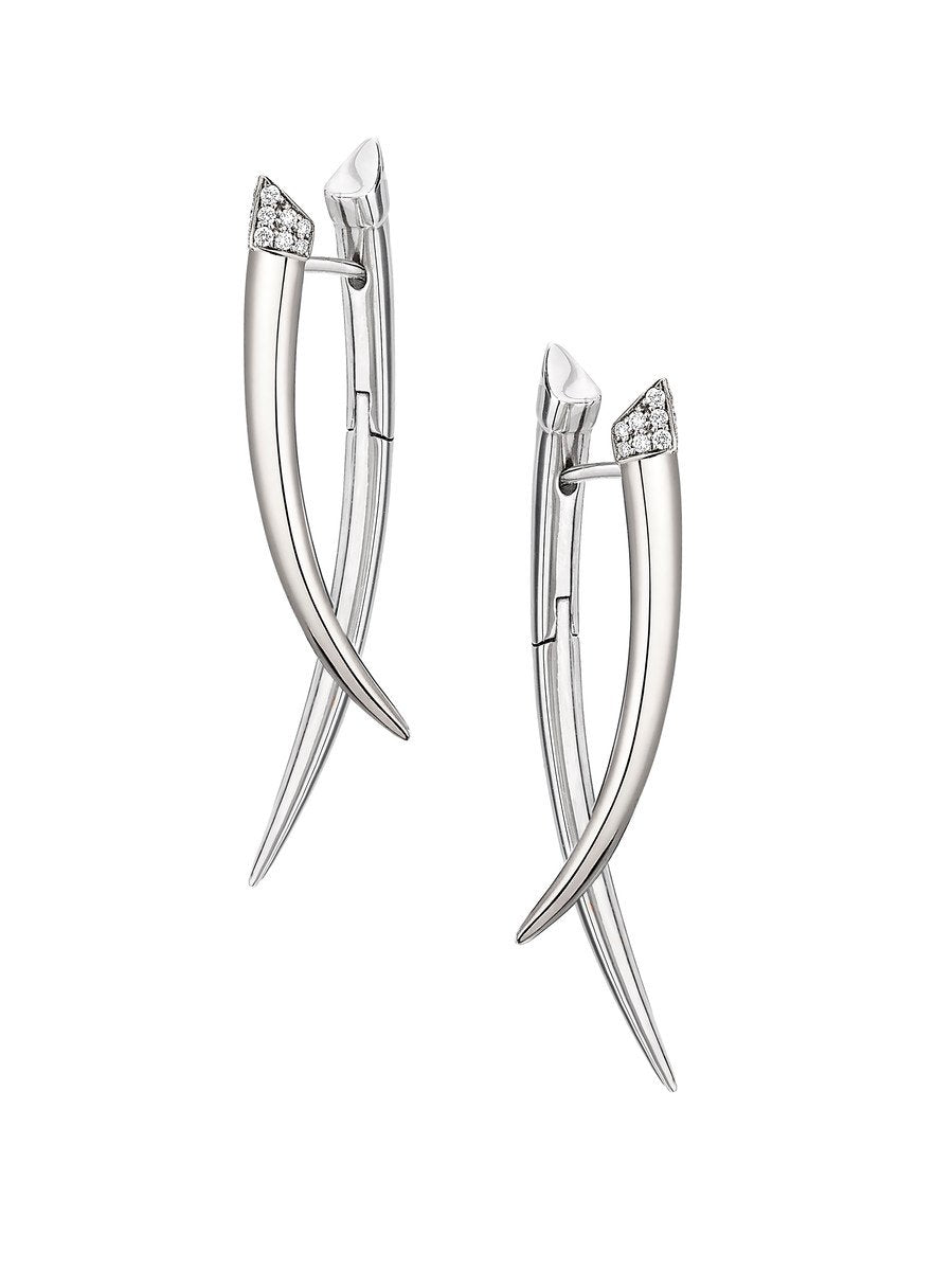 Shaun Leane Sabre Sterling Silver Diamond Crossover Earrings - Silver