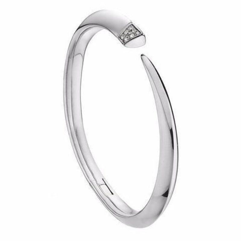 Shaun Leane Sabre Sterling Silver Diamond Tusk Bangle - M