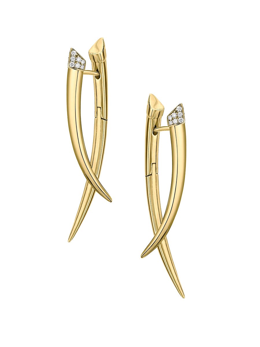 Shaun Leane Sabre 18ct Yellow Gold Plated Sterling Silver Diamond Crossover Earrings - Yellow Gold