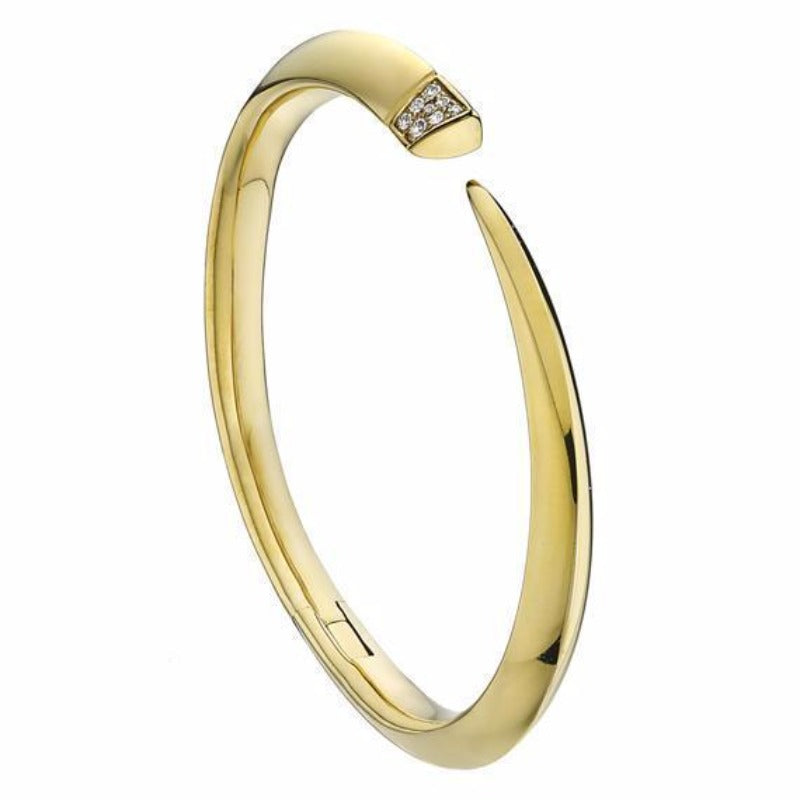 Shaun Leane Sabre 18ct Yellow Gold Plated Sterling Silver Diamond Tusk Bangle - L