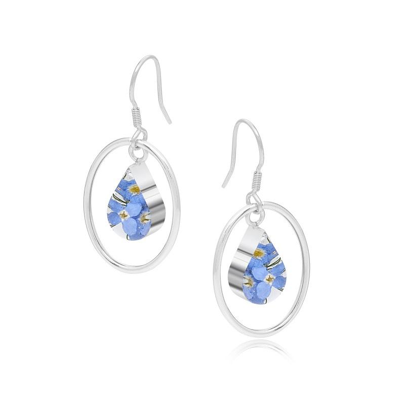 Shrieking Violet Sterling Silver Forget Me Not Drop Earrings - Silver