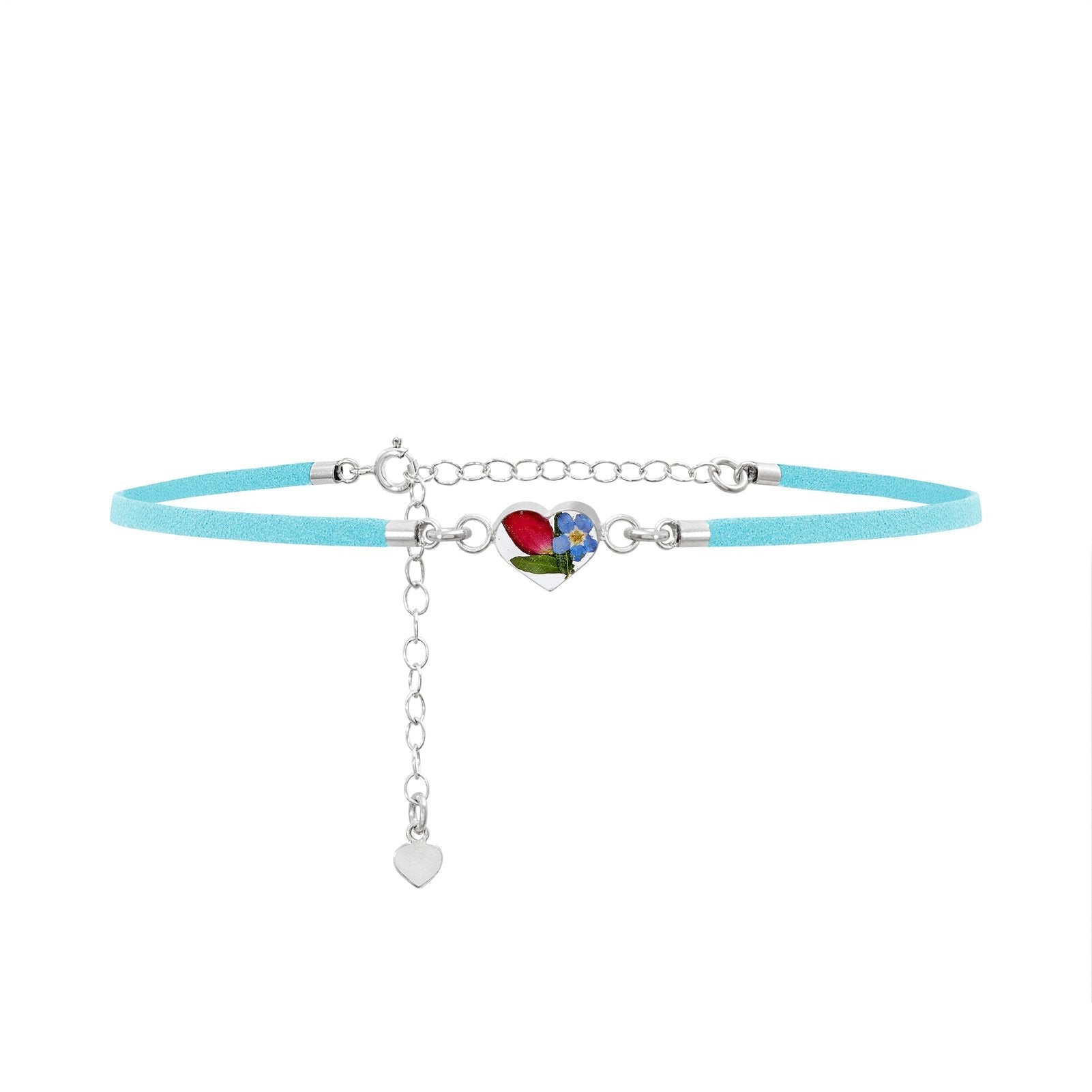 Shrieking Violet Sterling Silver Mixed Flower Charm Choker Necklace - Silver