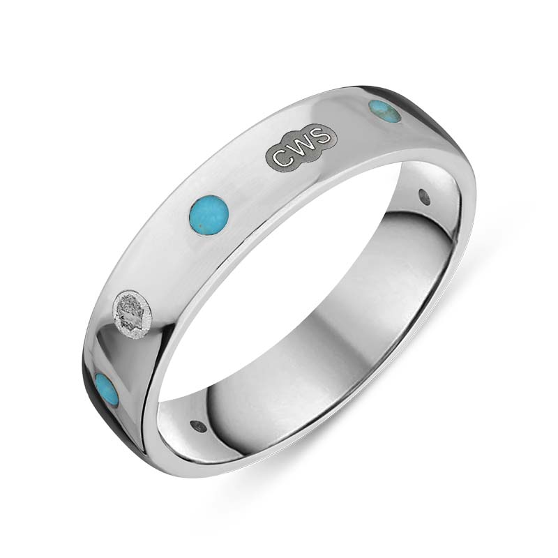 Sterling Silver Turquoise King's Coronation Hallmark 5mm Ring - X