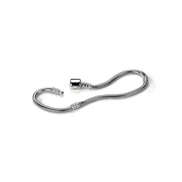 My Last Rolo Sterling Silver Barrel Clasp Snake Chain Bracelet - Silver