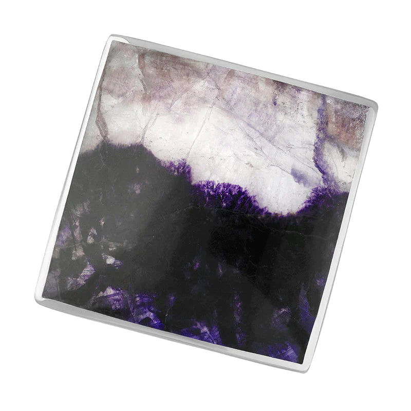 Sterling Silver Blue John King's Coronation Hallmark Large Rhombus Ring - O