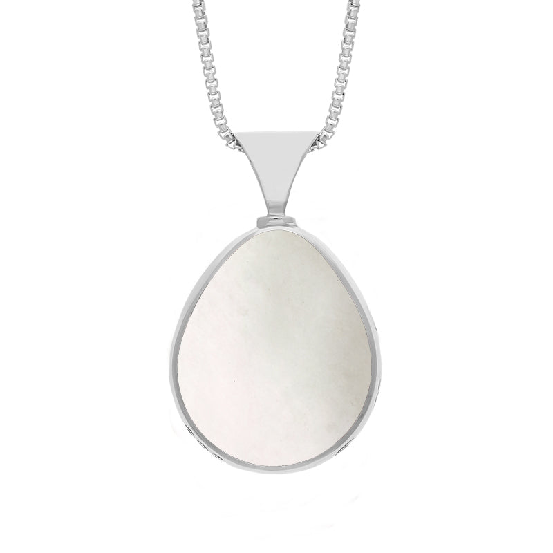 Sterling Sterling Silver Blue John Mother of Pearl King's Coronation Hallmark Double Sided Pear-shaped Necklace
