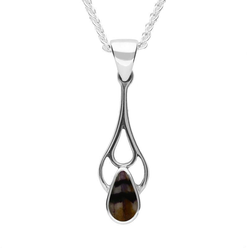 Sterling Silver Blue John Pear Spoon Necklace - Silver