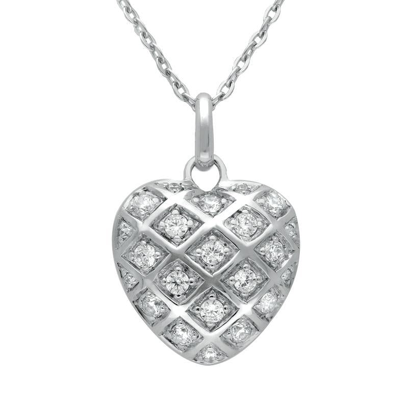 Sterling Silver Cubic Zirconia Double Sided Heart Necklace