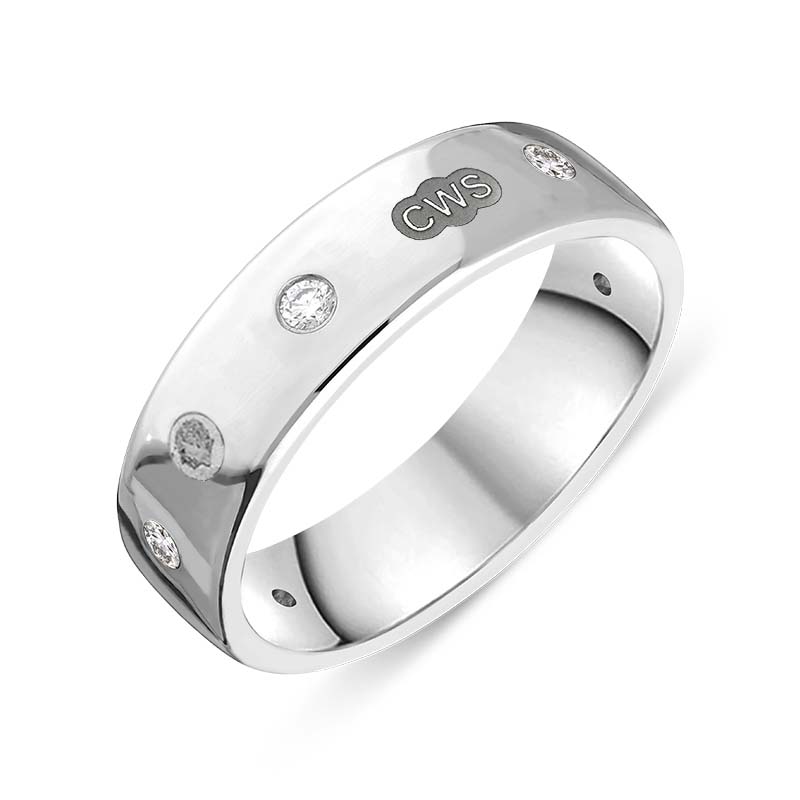 Sterling Silver 0.18ct Diamond King's Coronation Hallmark 6mm Ring - L