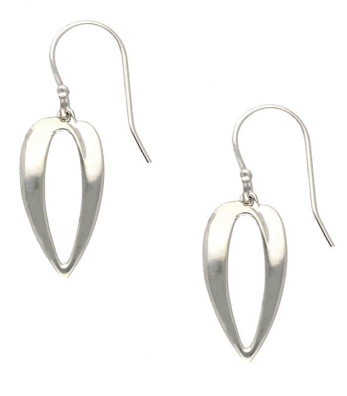 Sterling Silver Long Teardrop Earrings - Silver