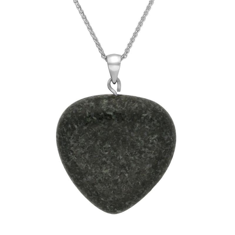 Silver Plate Preseli Large Carved Heart Necklace D - Silver