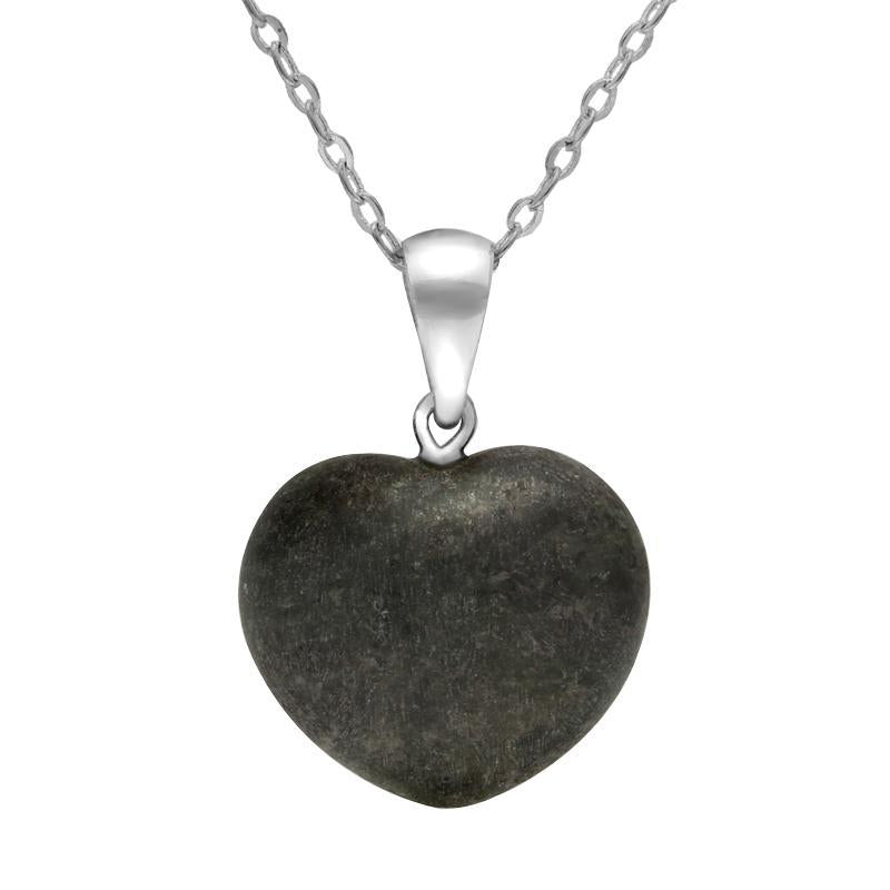 Silver Plated Preseli Medium Carved Heart Necklace - Silver