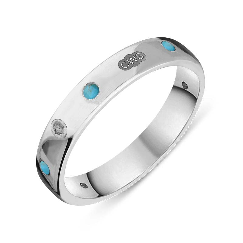 Sterling Silver Turquoise King's Coronation Hallmark 4mm Ring - Y