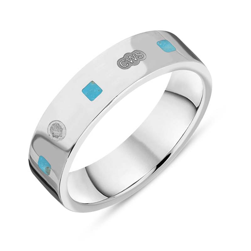 Sterling Silver Turquoise King's Coronation Hallmark Princess Cut 5mm Ring - X
