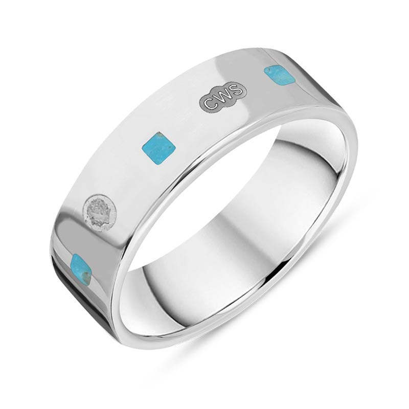 Sterling Silver Turquoise King's Coronation Hallmark Princess Cut 6mm Ring - Q