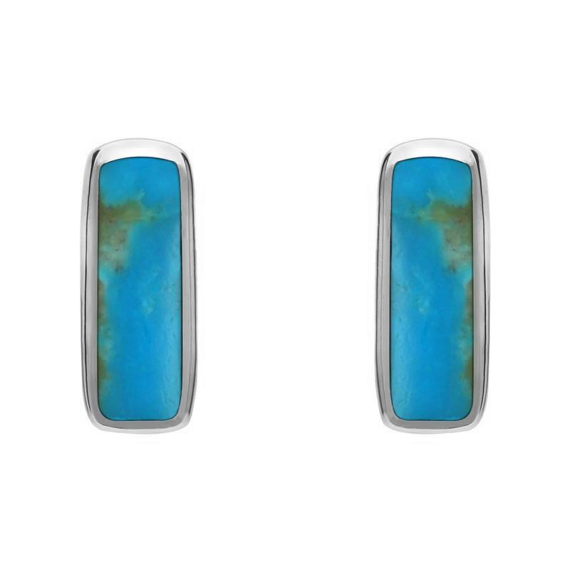 Sterling Silver Turquoise Oblong Petite Stud Earrings - Option1 Value