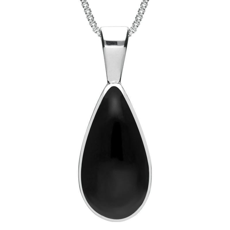 Sterling Silver Whitby Jet Classic Teardrop Necklace