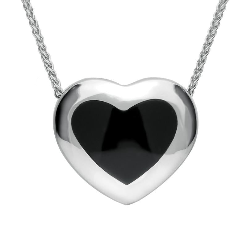Sterling Silver Whitby Jet Framed Heart Necklace