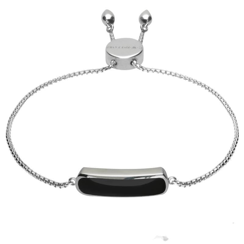 Sterling Silver Whitby Jet Lineaire Petite Bracelet