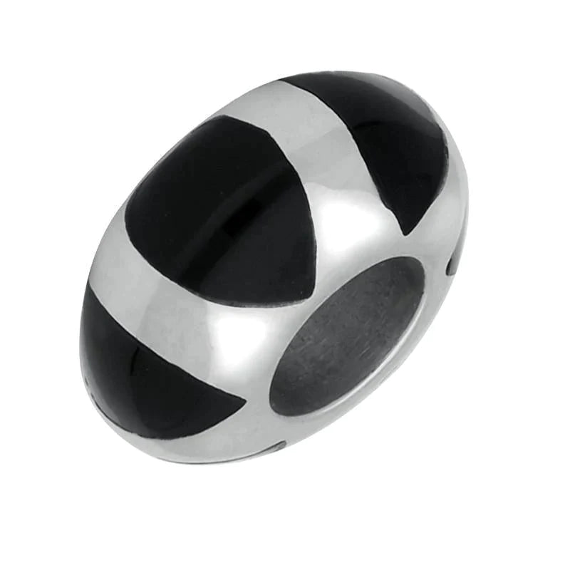 Sterling Silver Whitby Jet Six Stone Wheel Charm - Silver