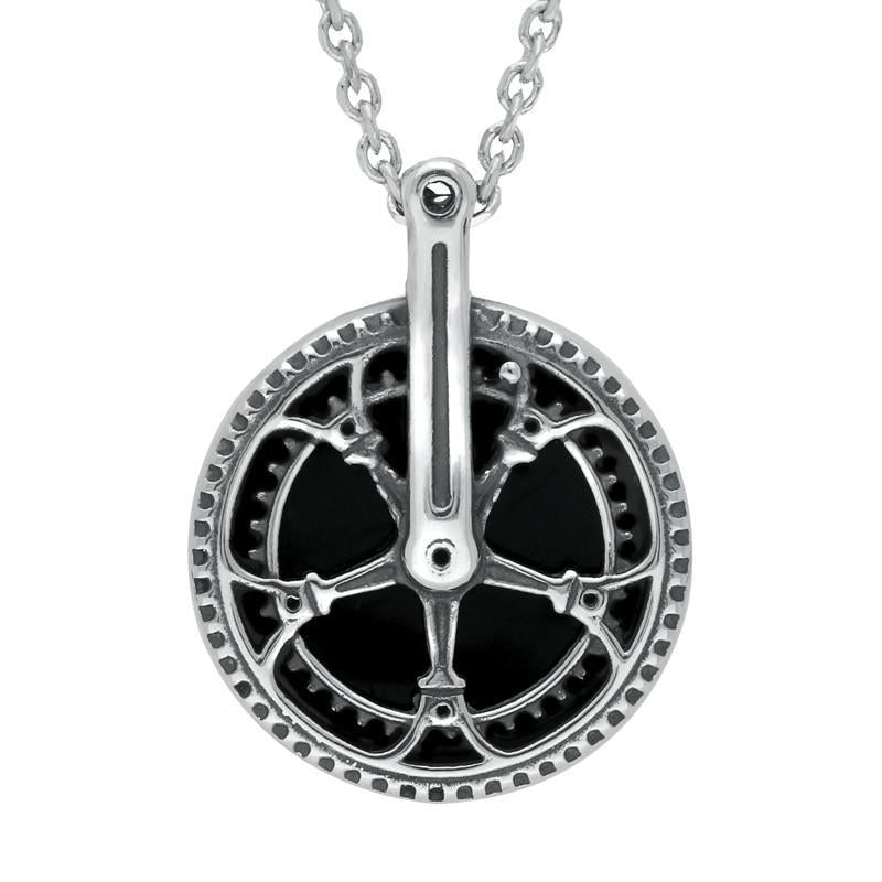 Sterling Silver Whitby Jet Tour De Yorkshire Small Chain Wheel Necklace - Silver