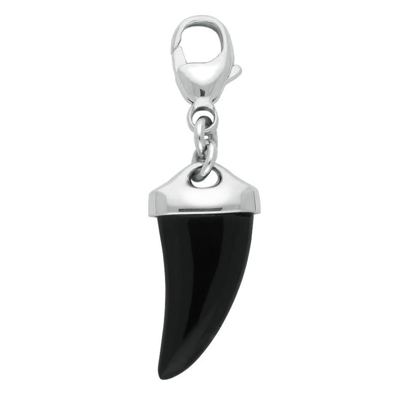 Sterling Silver Whitby Jet Tooth Style Charm - Option1 Value Silver