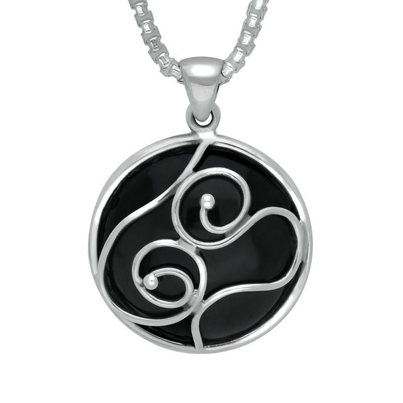 Sterling Silver Whitby Jet Unique Sterling Silver Loop Detail Necklace - Silver
