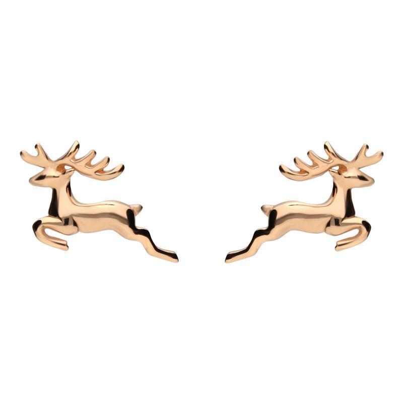 Rose Gold Sterling Silver Plated Reindeer Stud Earrings - Option1 Value Silver