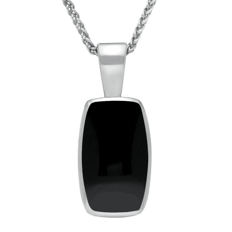 Sterling Silver Whitby Jet Barrel Shaped Necklace - Option1 Value Silver