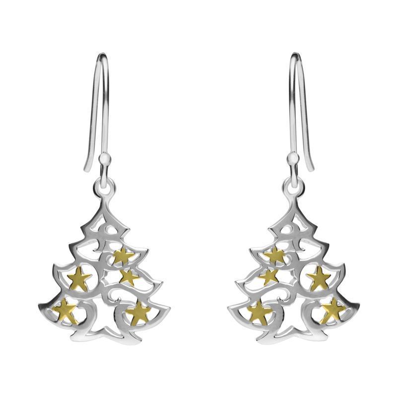Yellow Gold Sterling Silver Plated Christmas Tree Hook Earrings - Option1 Value Yellow Gold
