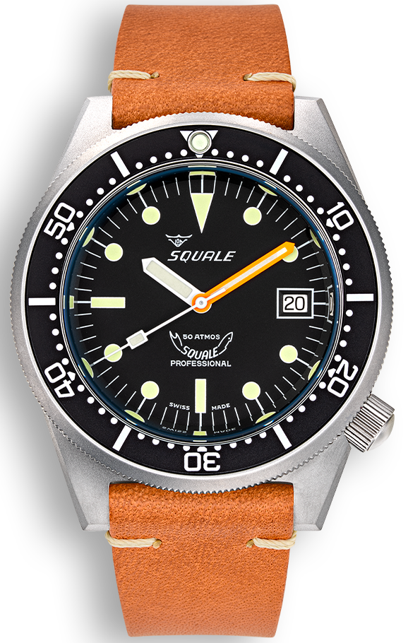 Squale Watch 1521 Black Blasted Leather - Black