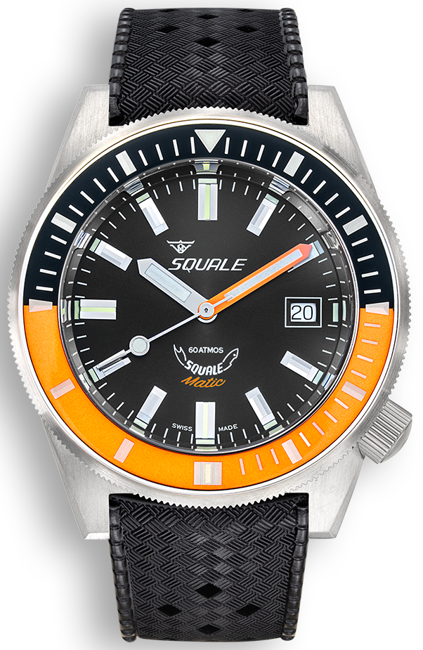Squale Watch Matic Satin Orange Rubber - Blue