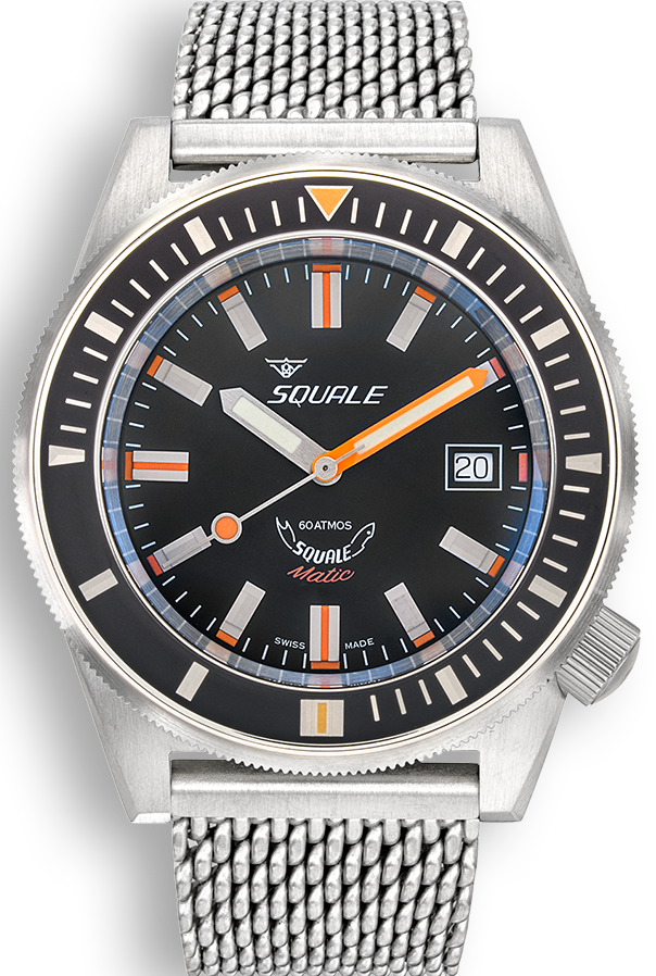 Squale Watch Matic Satin Black Mesh - Black