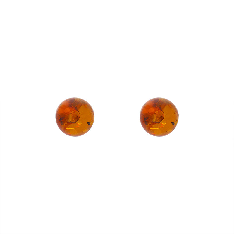 Sterling Silver Amber 6mm Ball Stud Earrings